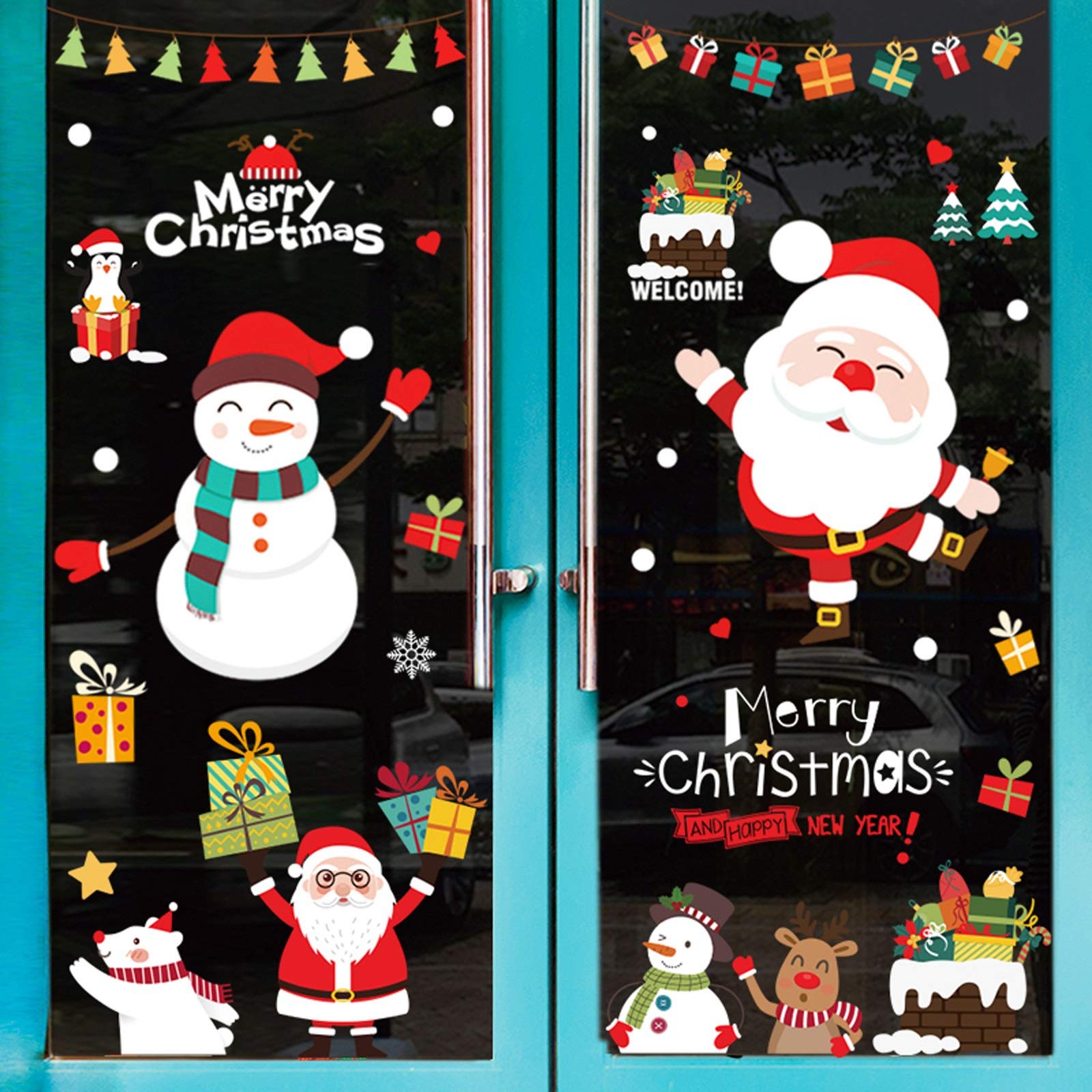 Joyeux Noël Fenêtre S'accroche À des Décorations,Joyeux Noël Autocollants De Fenêtre pour Les Décorations De La Saint-Valentin avec des Décalcomanies Amovibles pour Fenêtre pour La Maison