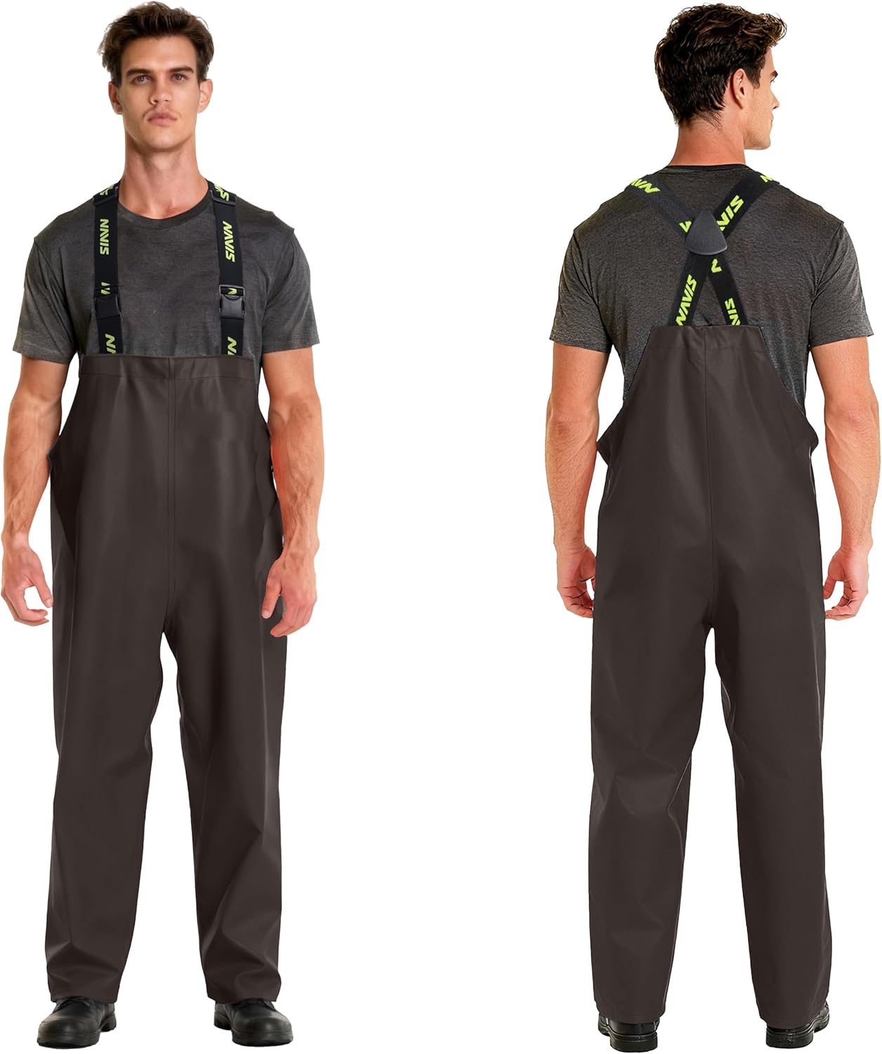 Men’s Commercial Fishing Bib Pants, 0.70mm PU Waterproof Heavy-Duty Overalls, Pro-Grade Rain Gear