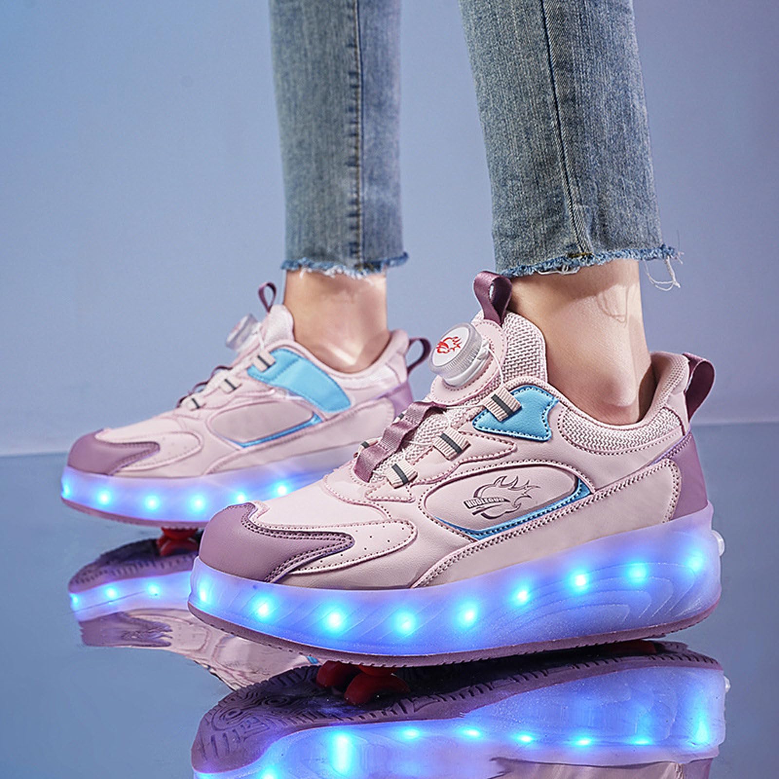 Zapatillas Deportivas con Ruedas para niños,Zapatos con Ruedas y LED Luces para Niña,Zapatillas con Ruedas niño,Recargables,Retráctil,para Regalos navideños creativos