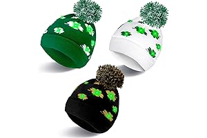 3 Pcs Light up St Patricks Day Beanie Winter Hats for Women