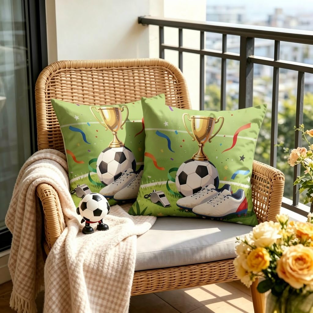 Soccer Trophy Linen Pillow Covers -24x24