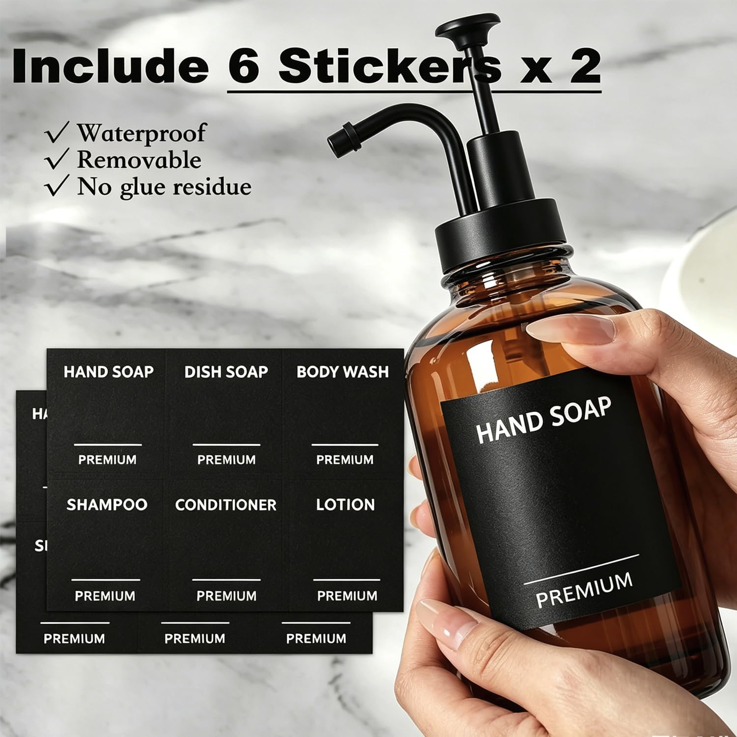 Dispenser di sapone per piatti da cucina, set di dispenser di sapone a mano in vetro con pompa, vassoio, imbuto per bagno, doccia, lavanderia, liquidi, lozioni (confezione da 2 bottiglie trasparenti