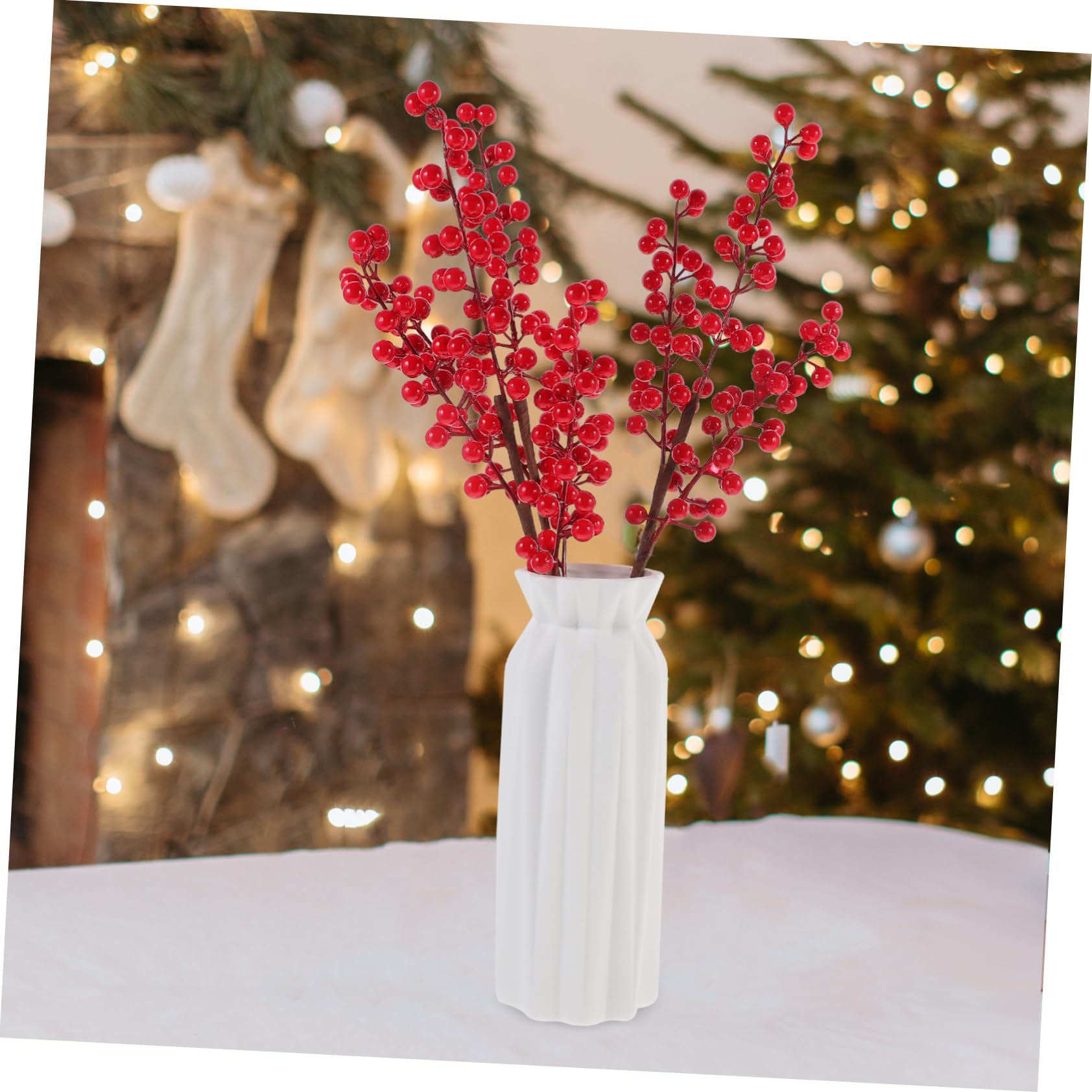 Ramo De Bayas Artificiales Rojas 6 Piezas Tallos De Baya Falsos Espuma Decoración Navideña para Bodas y Fiestas Hogar y Jarrón