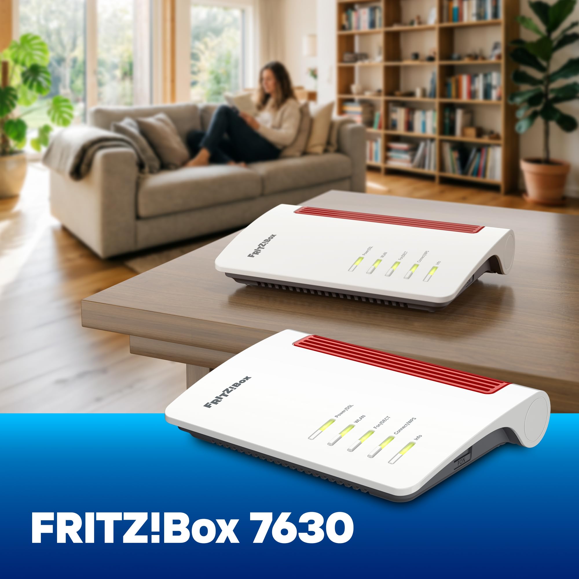 FRITZ! Box 7630 | DSL Router | Wi-Fi 7 bis zu 3,6 Gbit/s | Wi-Fi Mesh Netzwerk | höchster Sicherheitsstandard | Steuergerät für Telefonie und Smart Home | Einfache Einrichtung | Made in Europe