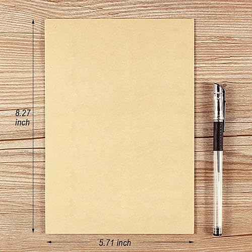 Miniatura 4 de 100 hojas de papel de estraza vintage de 5.71 x 8.27 pulgadas, tamaño A5, 4.23 ozm, papel de papelería en blanco para escribir cartas, juego a
