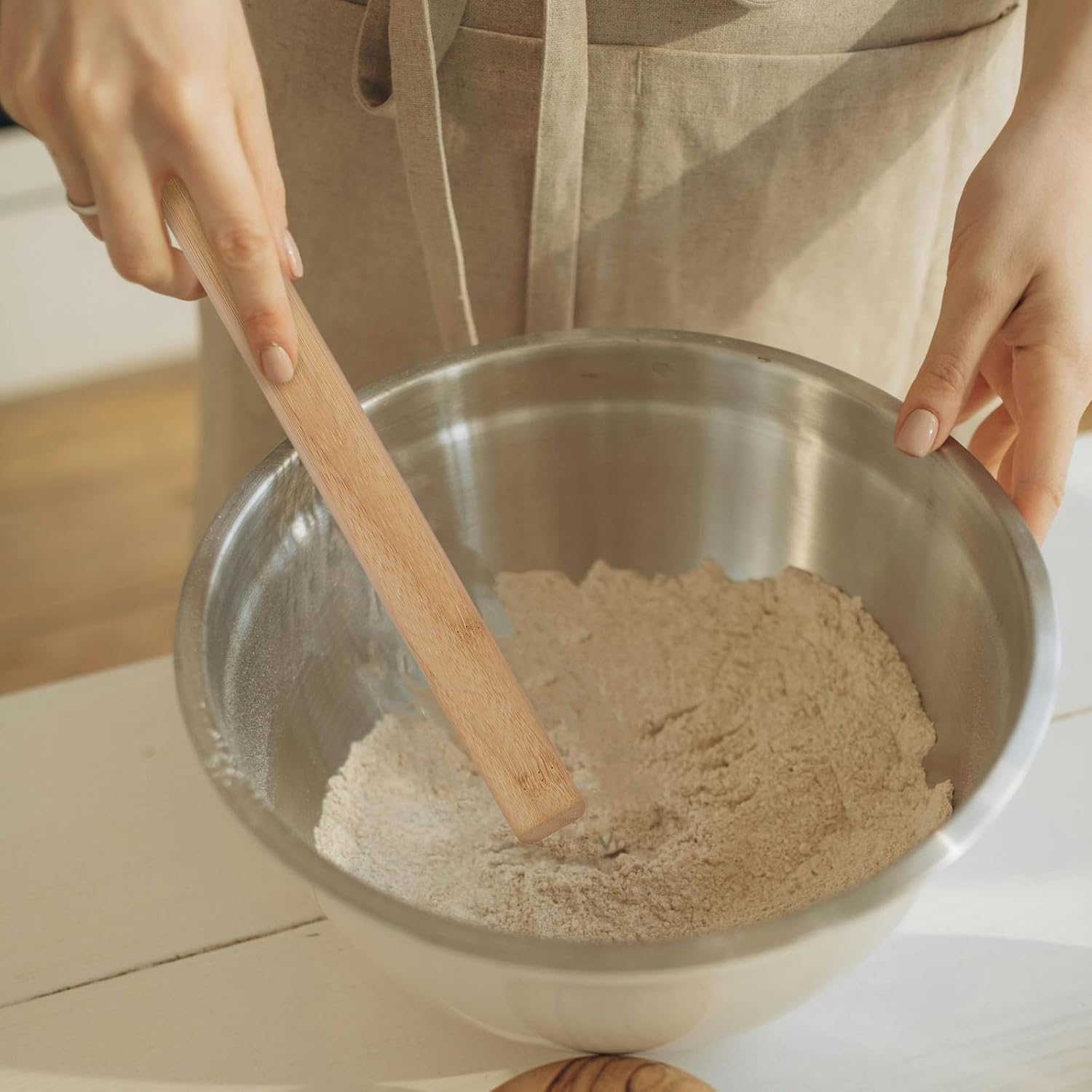 Wooden Dough Whisk Bread Tool for Mixing and Stirring Ingredients