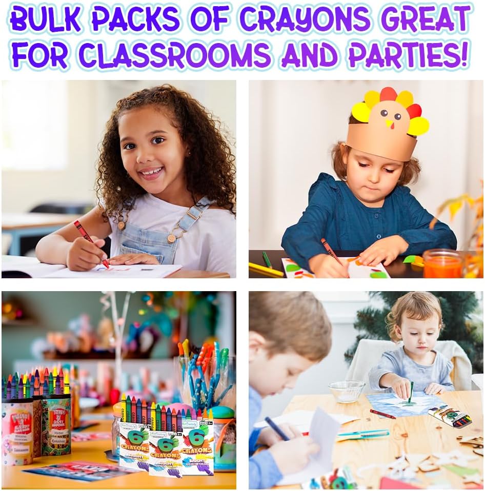 ArtCreativity Bulk Crayon Packs, 25 Sets of 6 Packs Total 150 Crayons Bulk Non-Toxic Individual Packs for Kids & Classroom Teachers, Easter Basket Stuffers, Crayons Party Favors for Toddlers - Image 4