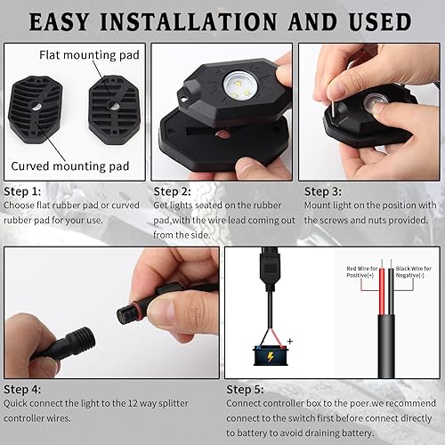 Miniatura 5 de Kit de luces LED blancas con 12 luces de cápsula compatible con camión, automóvil, SUV, barco, motocicleta, vehículo, fácil instalación