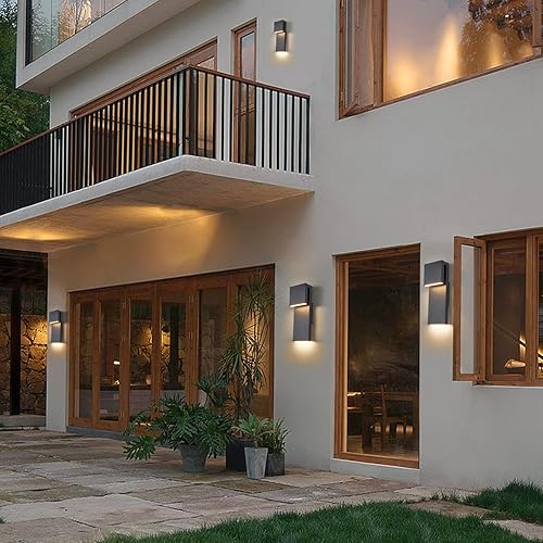 Miniatura 8 de Moderno aplique de pared LED para exteriores de 17 W, soporte de pared LED integrado para exteriores, con textura antioxidante, color negro, apto