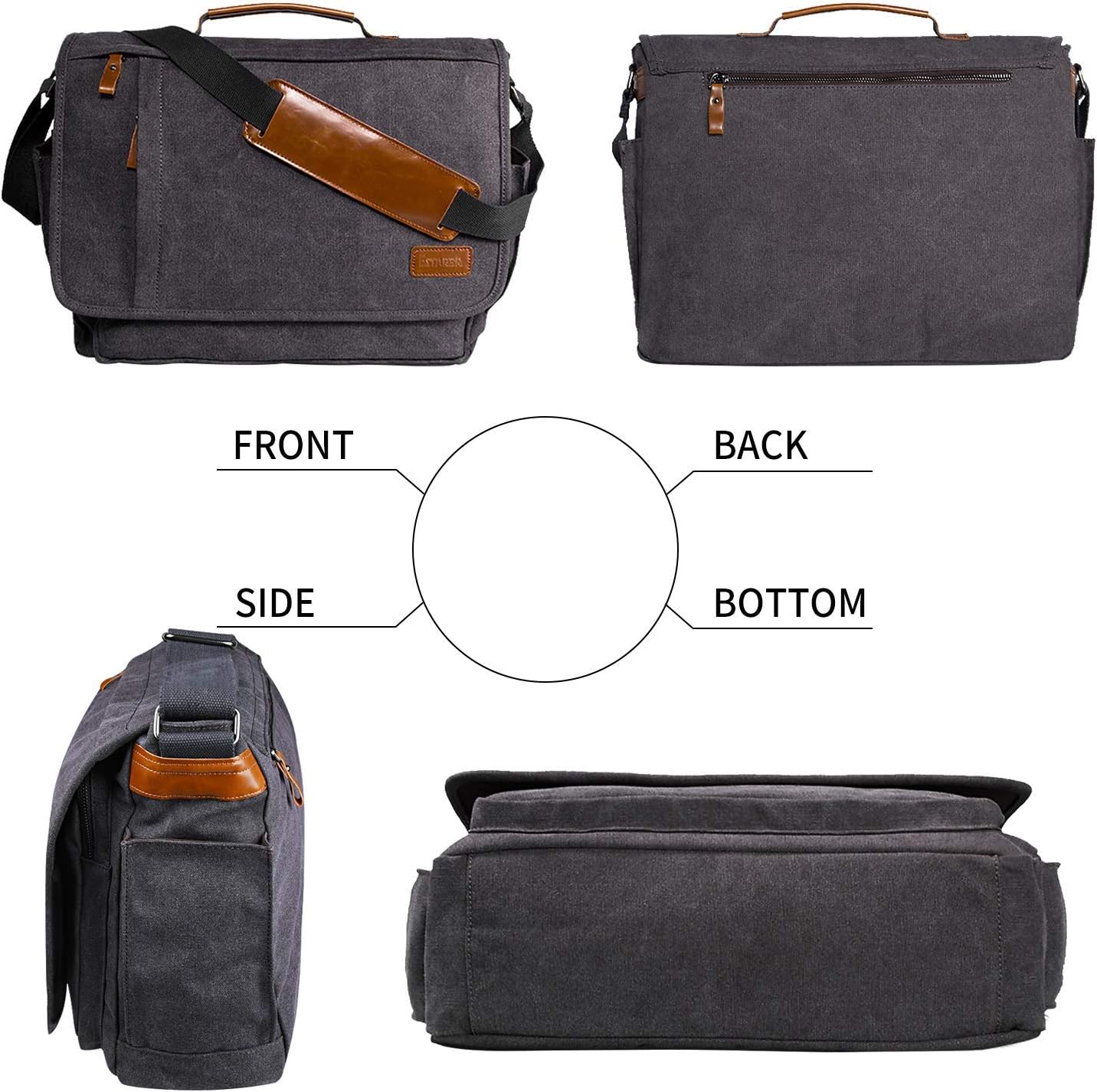 Estarer Computer Messenger bag Water-resistance Canvas Shoulder Bag 15.6 Inch Laptop for Travel Work : Electronics