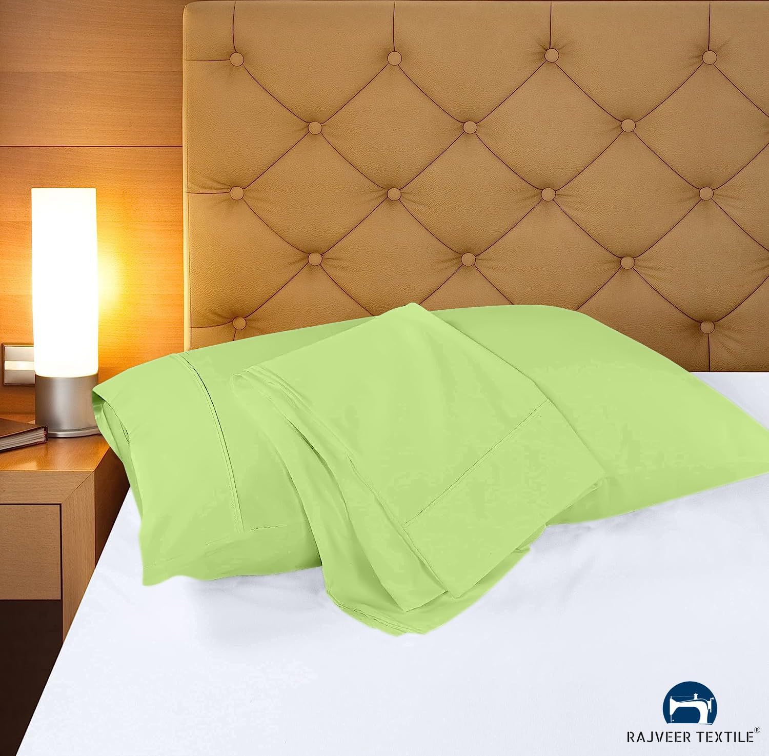 Zip On Fitted Sheet - Pillowshams Queen Size- Egyptian Cotton Standard Pillowshams, Super Soft and Breathable Pillow Cover for Bed, 2PC Queen (20"x30"), Teal Green Color