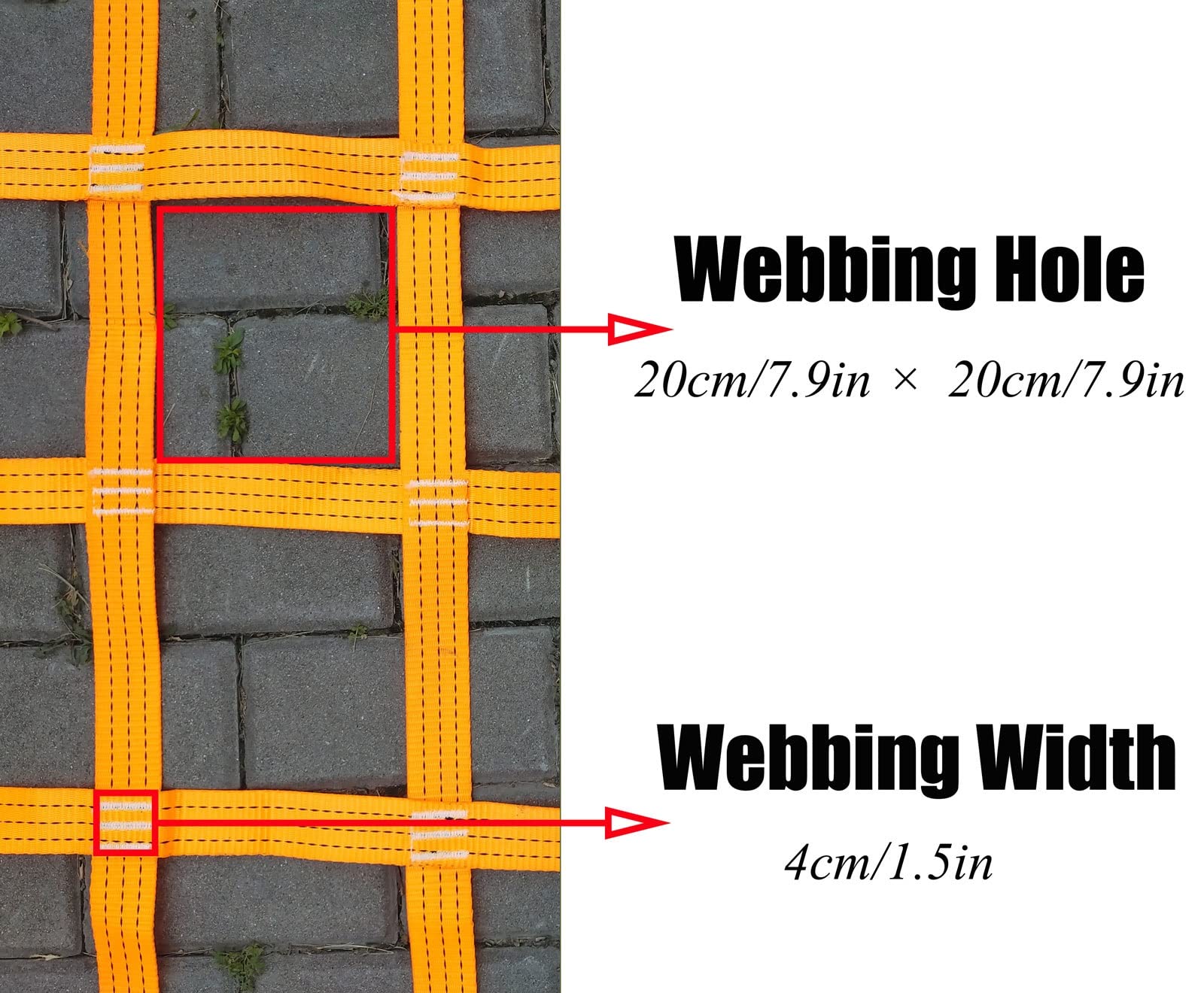 DREAMOSA Net for Swing Set,Safety Nets Cargo Rope Heavy Duty Netting Rope Ladder Climbing Treehouse Protection Kids Playground Webbing Net,Ninja Warrior Obstacle Course,Training Equipment,Orange