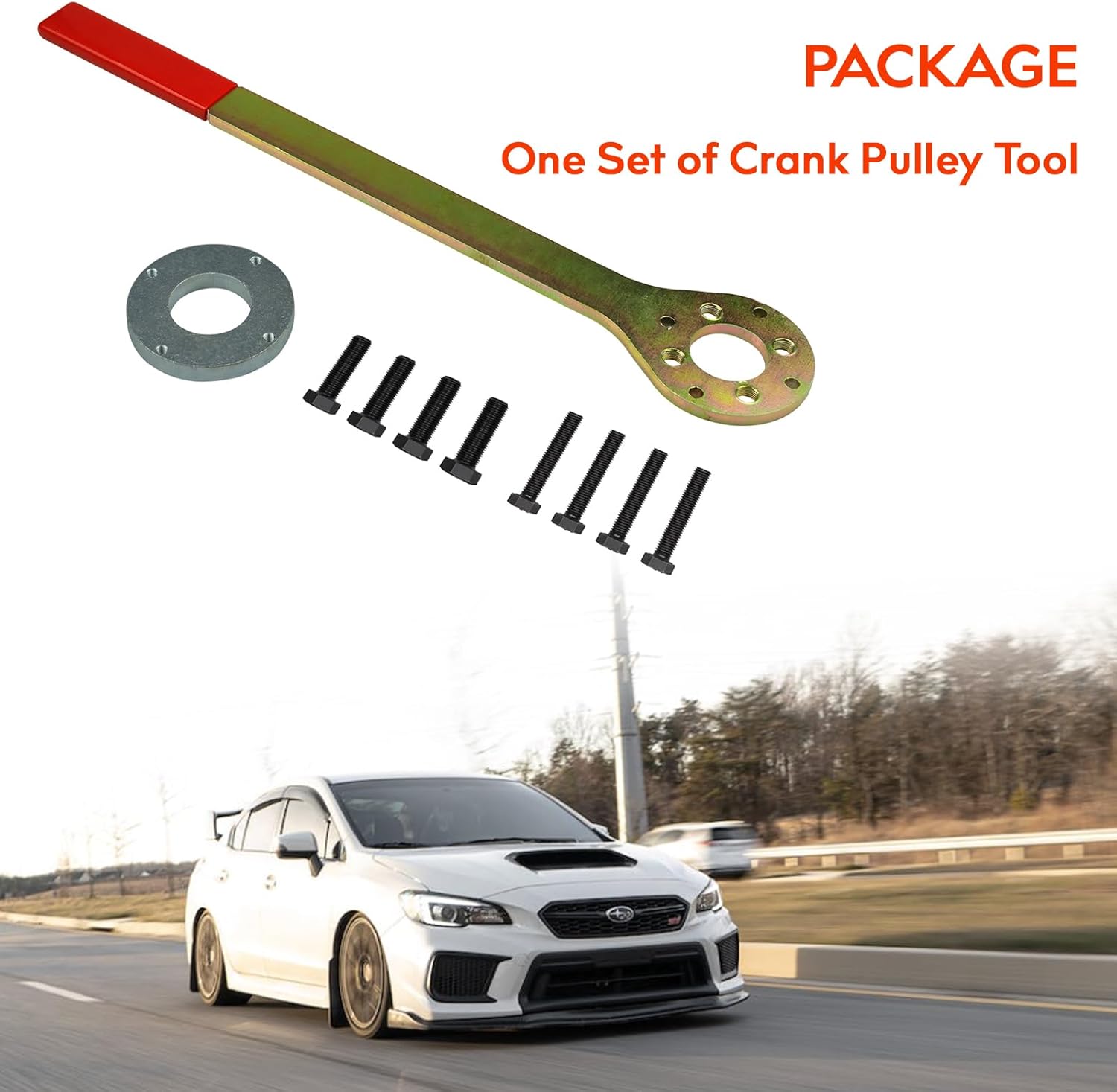 Crank Pulley Tool Holder Screw Wrench Compatible with Subaru Imprezas EJ Engines Only, Legacy, Baja, Outback, Forester, SVX