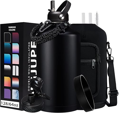 Miniatura 12 de Botella de agua de acero inoxidable aislada al vacío de 40 onzas, mantiene frío 48 h y caliente 24 h, tapa de pajilla y boquilla, funda de Verde