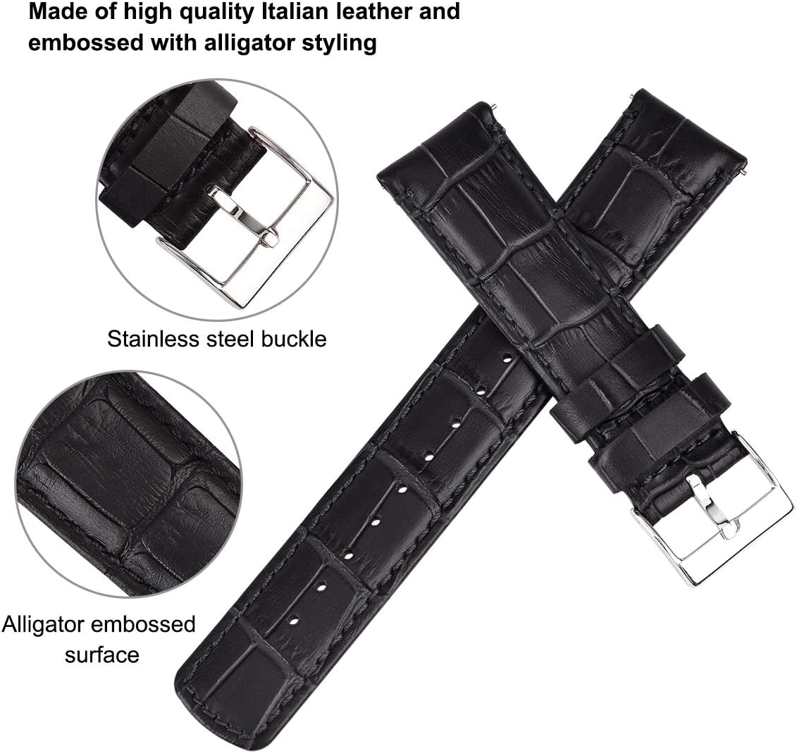 Ritche Christmas Gift Quick Release Leather Watch Bands Genuine Leather Watch Strap for Samsung Galaxy Watch 6 Band Classic 43mm 47mm 40mm 44mm 18mm, 20mm or 22mm for Men and Women, White Elephant Gifts, Stocking Stuffers for Men