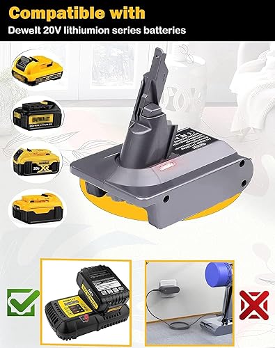 Miniatura 2 de TPDL Adaptador de batería para Dyson V7, para batería Dewalt de 20 V, convertidor a Dyson 21.6V V7 convertidor de vacío de mano absoluto, Motorhead