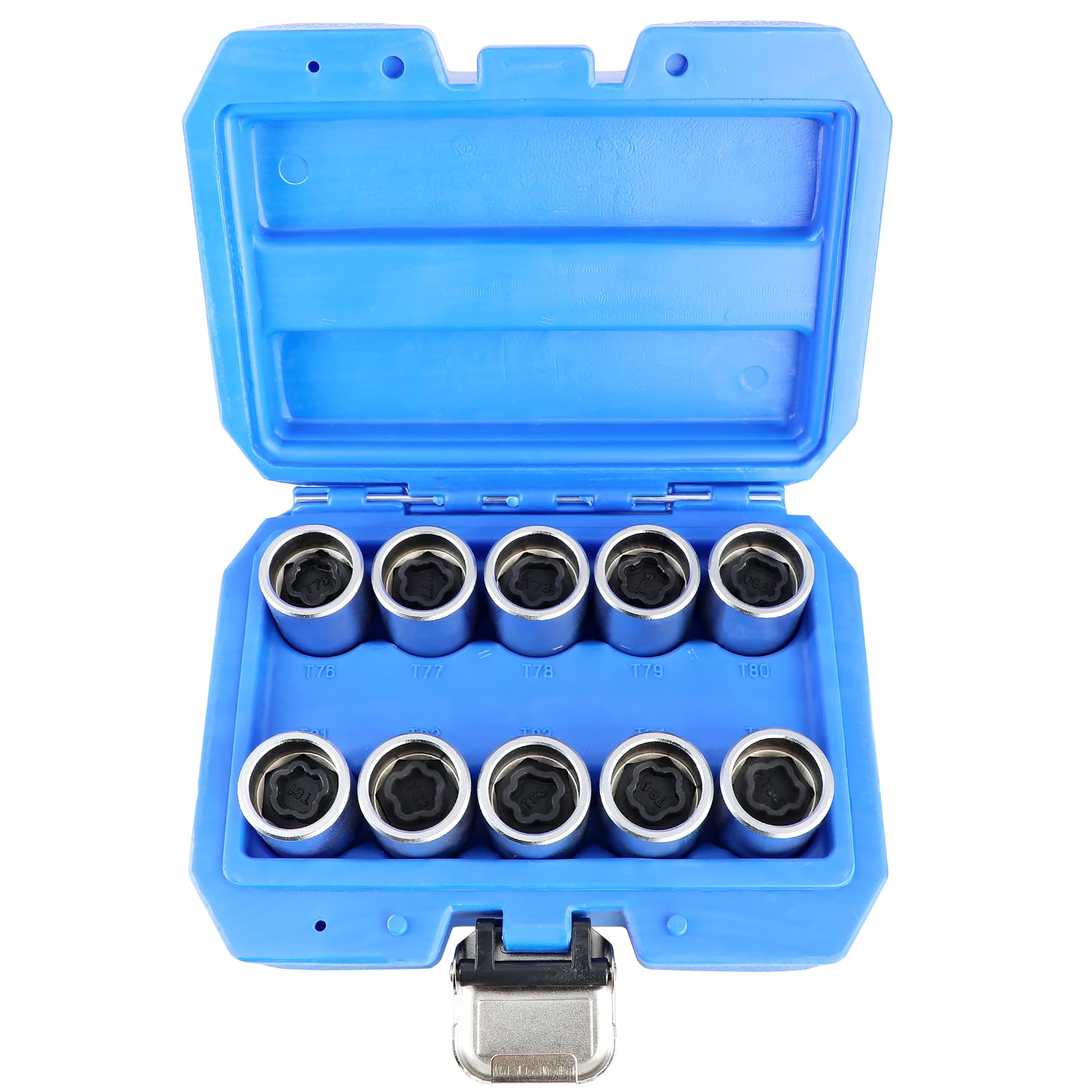 DPTOOL 10pc Wheel Lock Nut Key Kit Wheel Locking Nut Removal Tool Compatible with Tesla Wheel Anti Theft Lug Nut Remover Socket Adapter Set T76 T77 T78 T79 T80 T81 T82 T83 T84 T85