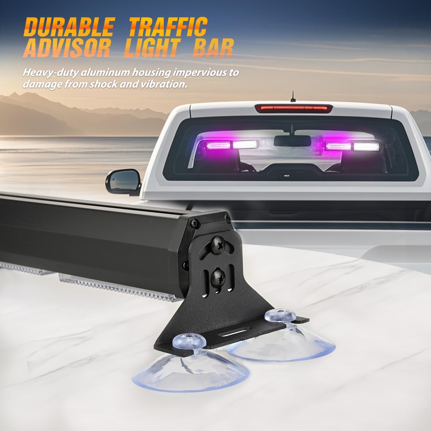 Nilight 40LED Purple White Emergency Strobe Traffic Advisor Light Bar with Suction Cups Dash Safety Warning Hazard Flashing Lights Interior Front/Rear Windshield for Trucks Construction Vehicles
