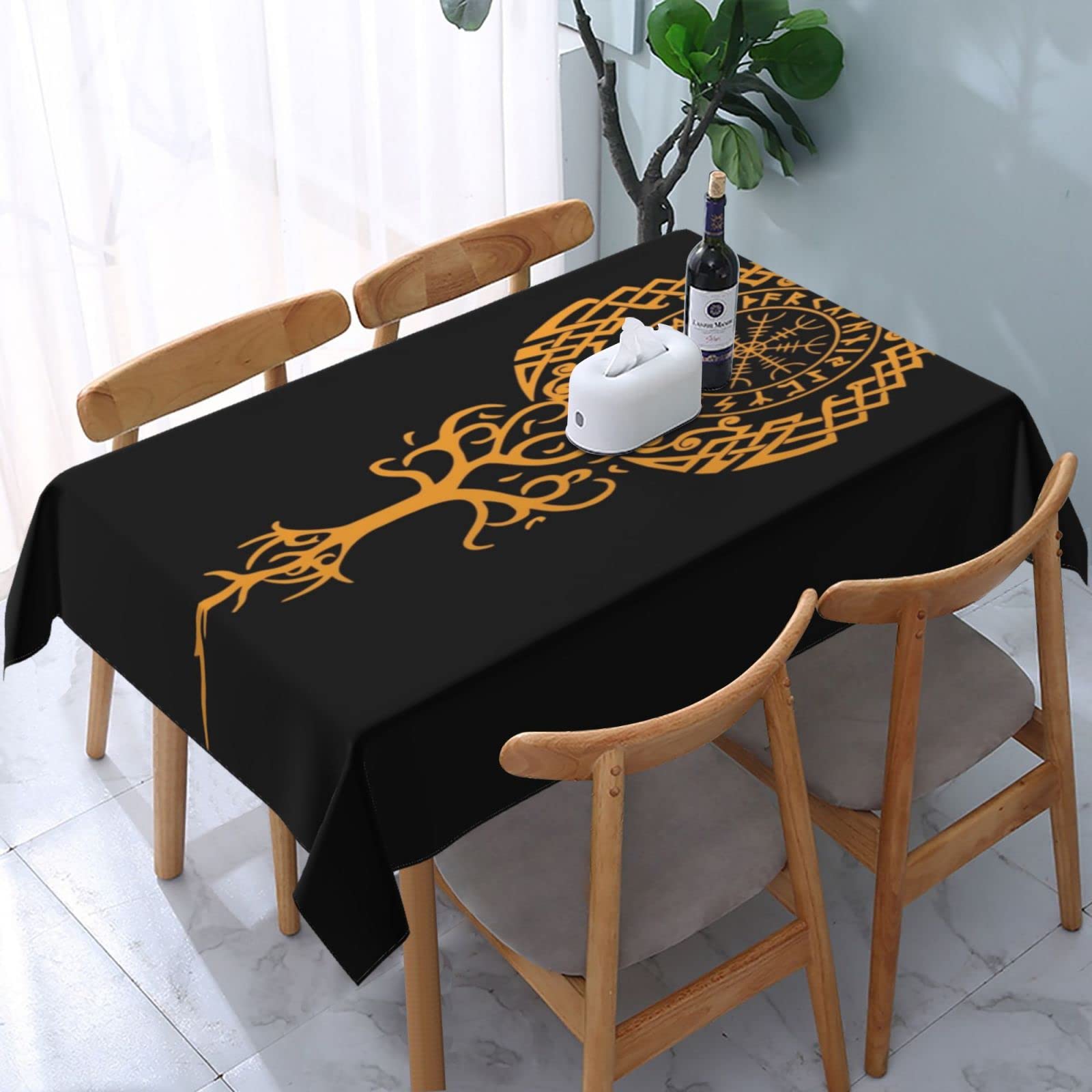 HLBSDM Odin Viking Norse Pagan Mythology Symbol Rectangle Tablecloth, Suitable for Wedding, Party and Restaurant Festival Gathering Event Polyester Fabric Decorative Tablecloth(54x72in)