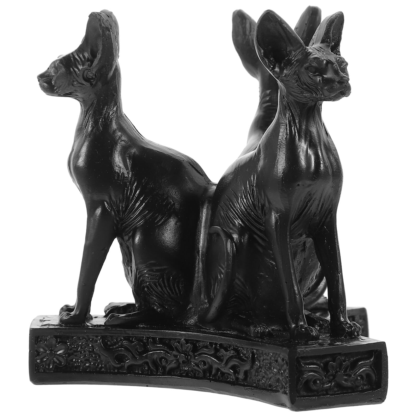 Chat égyptien en résine Bastet GALPADA avec socle boule de cristal pour déco