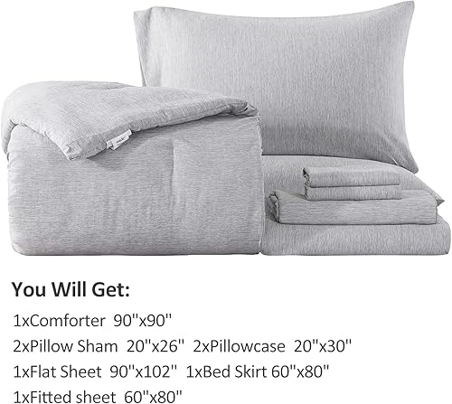 Miniatura 6 de JML Edredón Queen en una bolsa, juego de teñido catiónico de 8 piezas con 2 fundas de almohada y juego de sábanas, edredón alternativo de plumón de