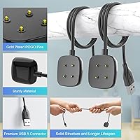 Vista 4 de Compatible con Fitbit Sense/Versa 3 Paquete de 2 cables de carga USB de repuesto para accesorios Sense/Versa 3