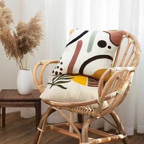 Miniatura 7 de Merrycolor Fundas de almohada coloridas bohemias de 18 x 18 pulgadas, copetudas, modernas, arte de líneas abstractas, lindas almohadas para