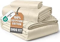Vista 66 de Sábanas 100% de Algodón Egipcio Tamaño Queen - Naturalmente Refrescantes y Transpirables, Juego de Sábanas Queen de 4 Piezas con Tejido de Satén