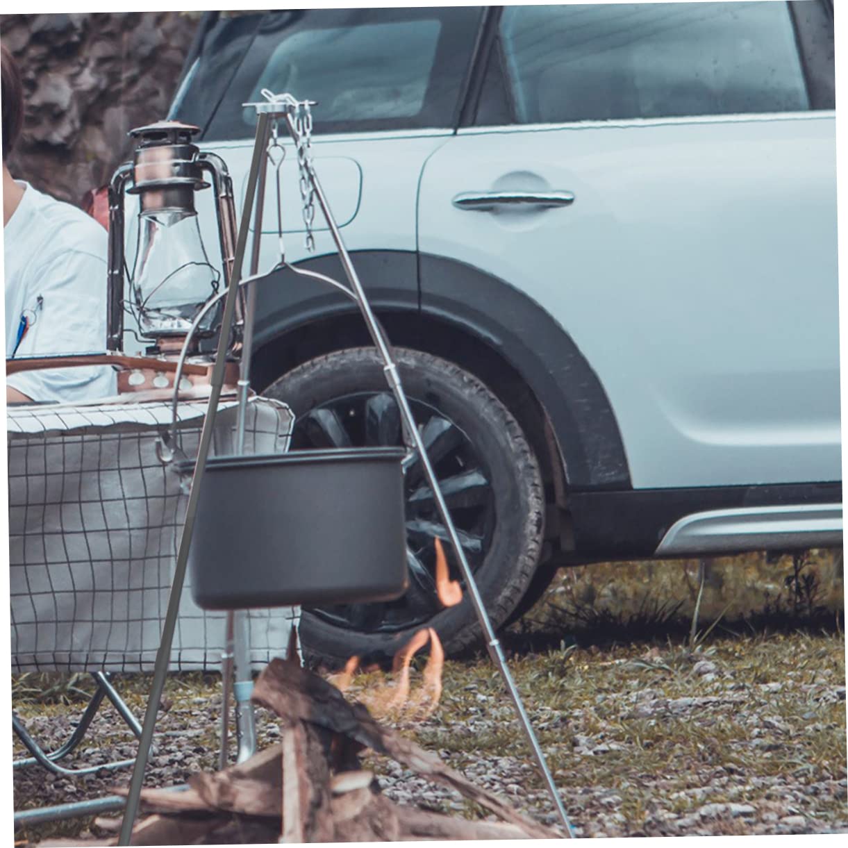 SUPVOX 3-piece Outdoor Cooking Tools Picnic Stand Rainproof Cookware Rack for Easy Soup Cooking Setup