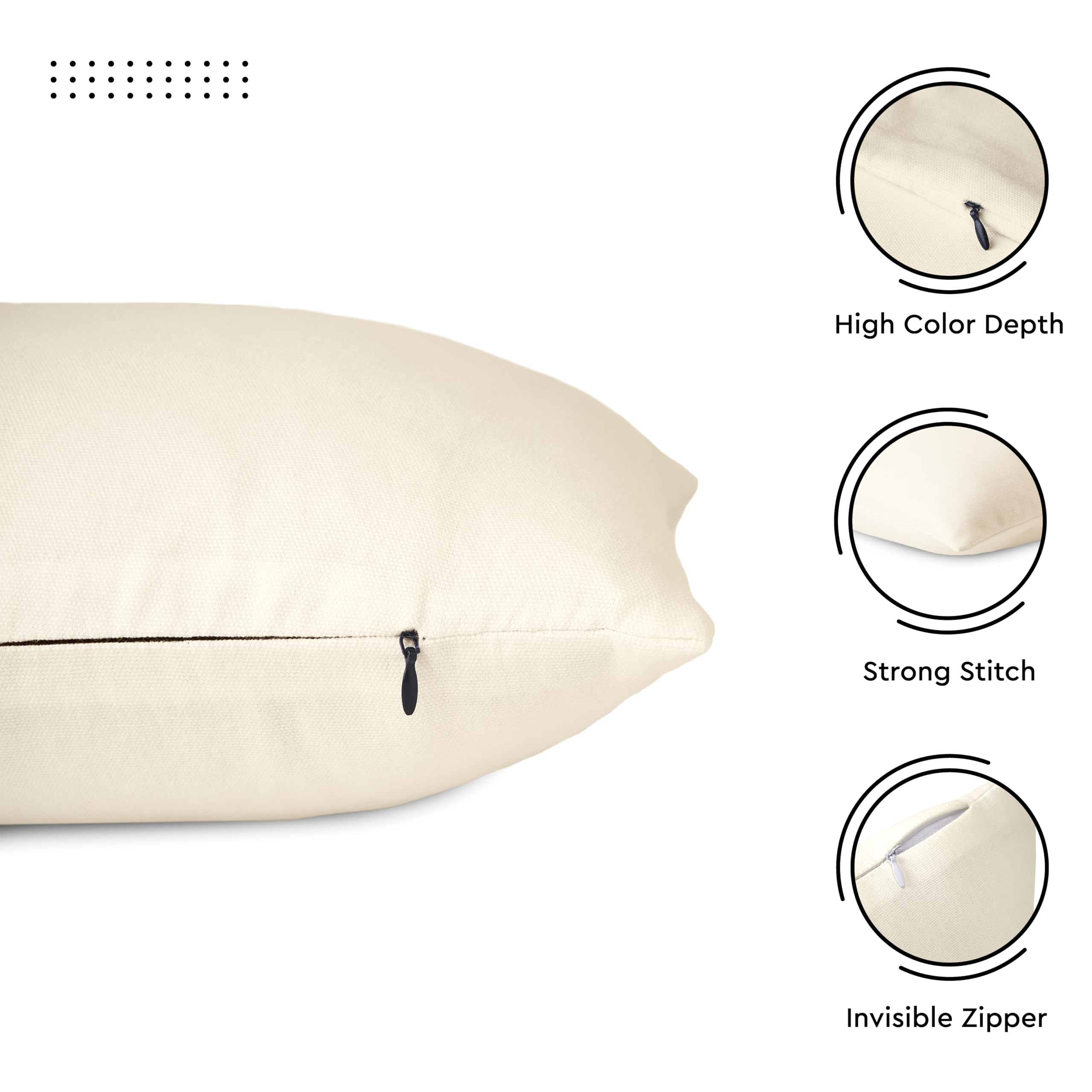 Encasa XO Cotton Throw Pillow Covers Set of 4 I 16x16 in (40x40 cm) - Natural I No Insert I Plain Square Pillowcases I Machine Washable - Image 4