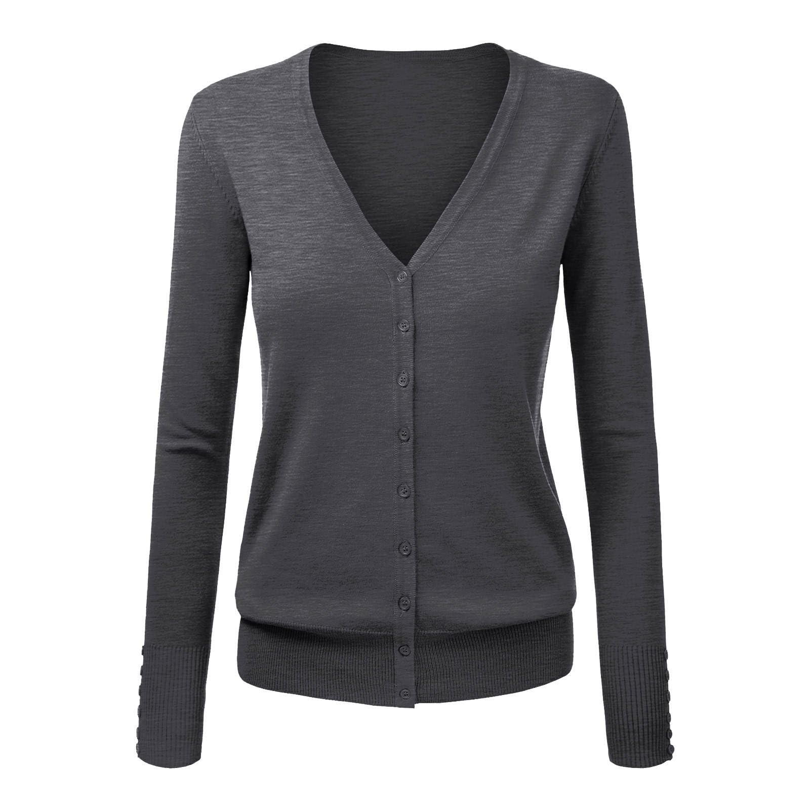 Generisch Cardigans para mujer elegante e informal bolero para tops vestido cárdigan de verano manga larga suéter de punto estrecho transpirable con botones chaqueta camisa con cuello en V ligero