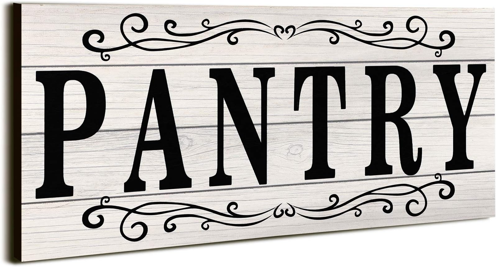 Pantry Sign Pantry Wall Decor Farmhouse Pantry Sign Wooden Rustic Pantry Sign Retro Pantry Hanging Sign Wooden Art Printed Decor for Home Pantry Room Holiday Decoration, 16 x 6 Inches (White)