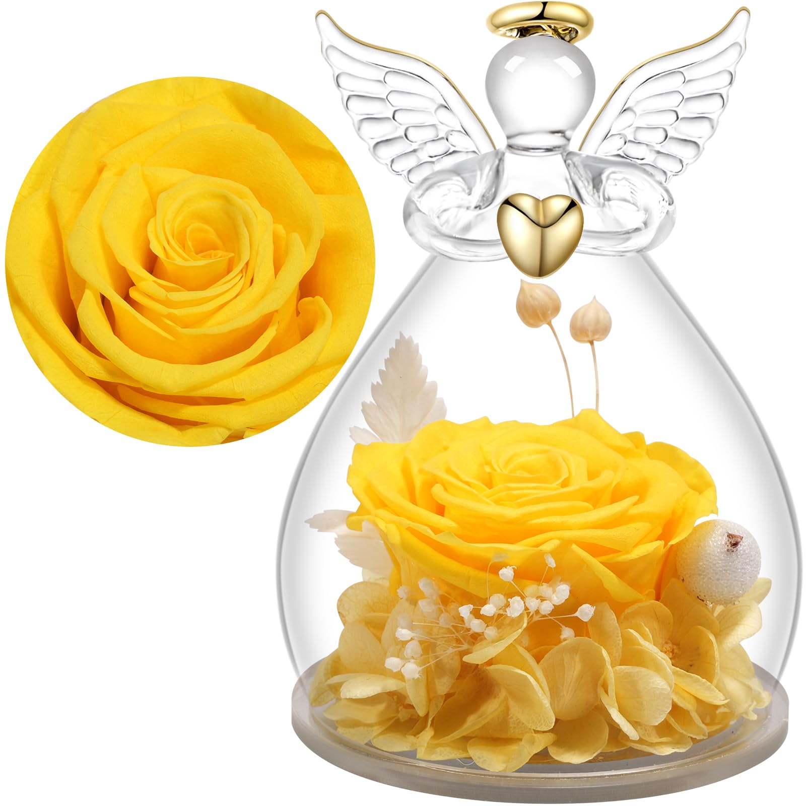 Yamonic Rosa Eterna Regalo Mujer,Rosa Eterna Natural Preservada con Figura Ángel Regalo Dia de la Madre, Flores Preservadas Regalos Cumpleaños Mujer Abuela, Regalos para mamá en el Día de la Madre — view 21