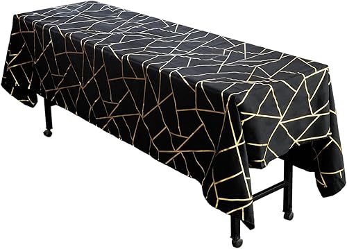 Efavormart - Mantel rectangular de poliéster de 60 x 102 pulgadas con patrón geométrico de lámina dorada, estilo moderno, perfecto para bodas,
