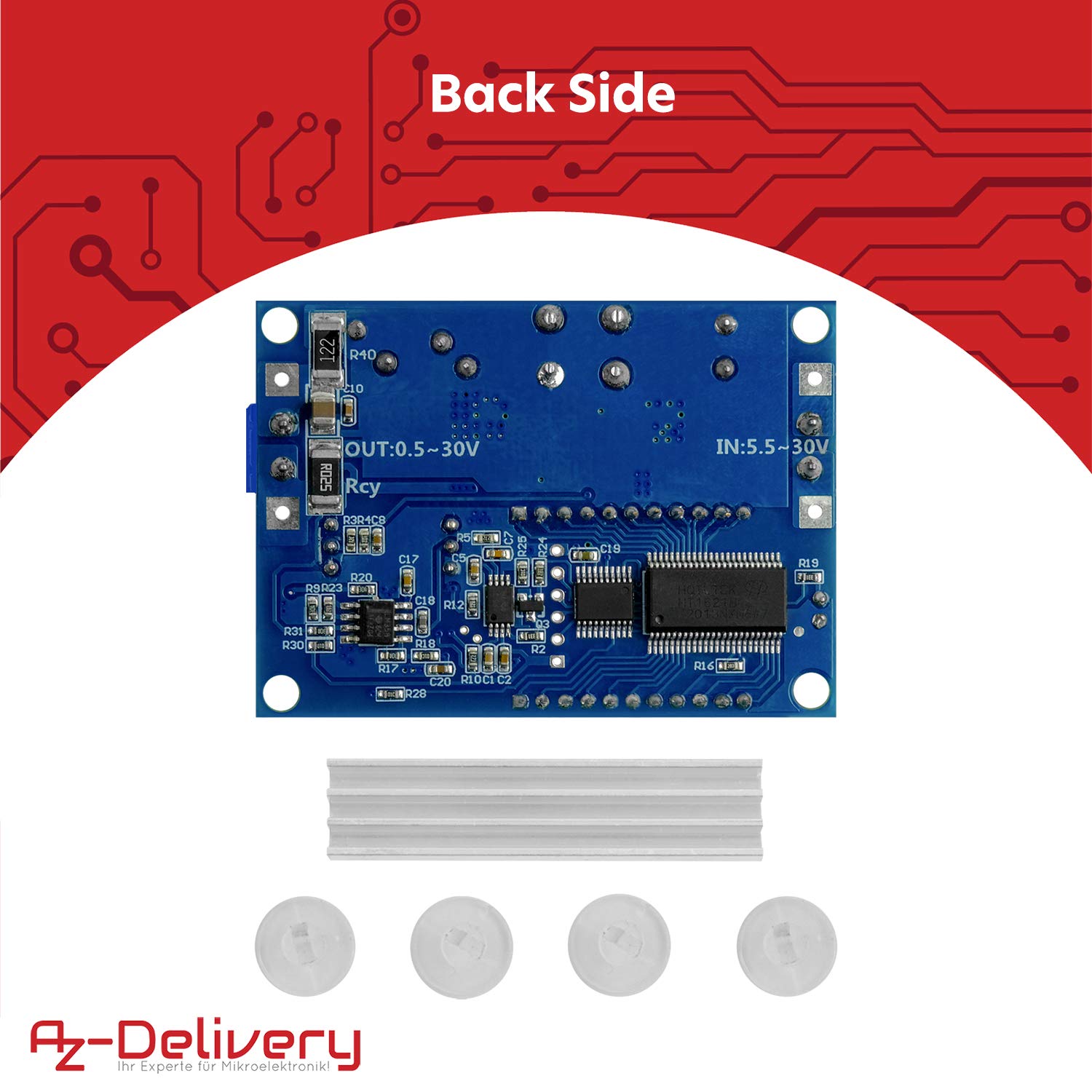 AZDelivery HW-140 Konwerter DC-DC Buck Boost Automatyczny step up/down, woltomierz i amperomierz wyświetlacz LCD, konwerter napięcia 3A 5,5V-30V do 0,5V-30V kompatybilny z Arduino w tym E-book!