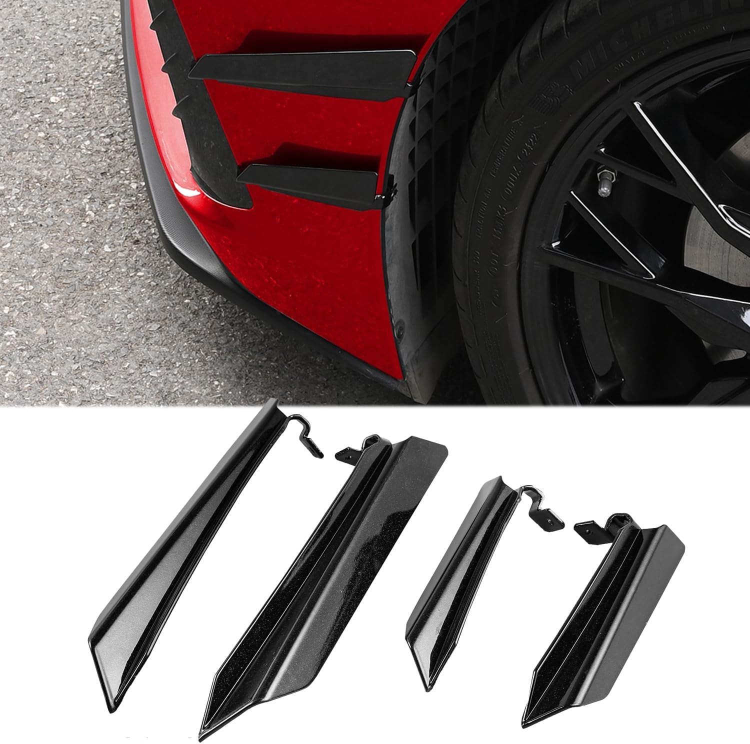 Front Bumper Side Canards,ABS Plastic Front Splitter Fin Body Side Spoiler Wing Crash Corner Protection Accessories for C8 Corvette Stingray Convertible/HTC Z51 2020+