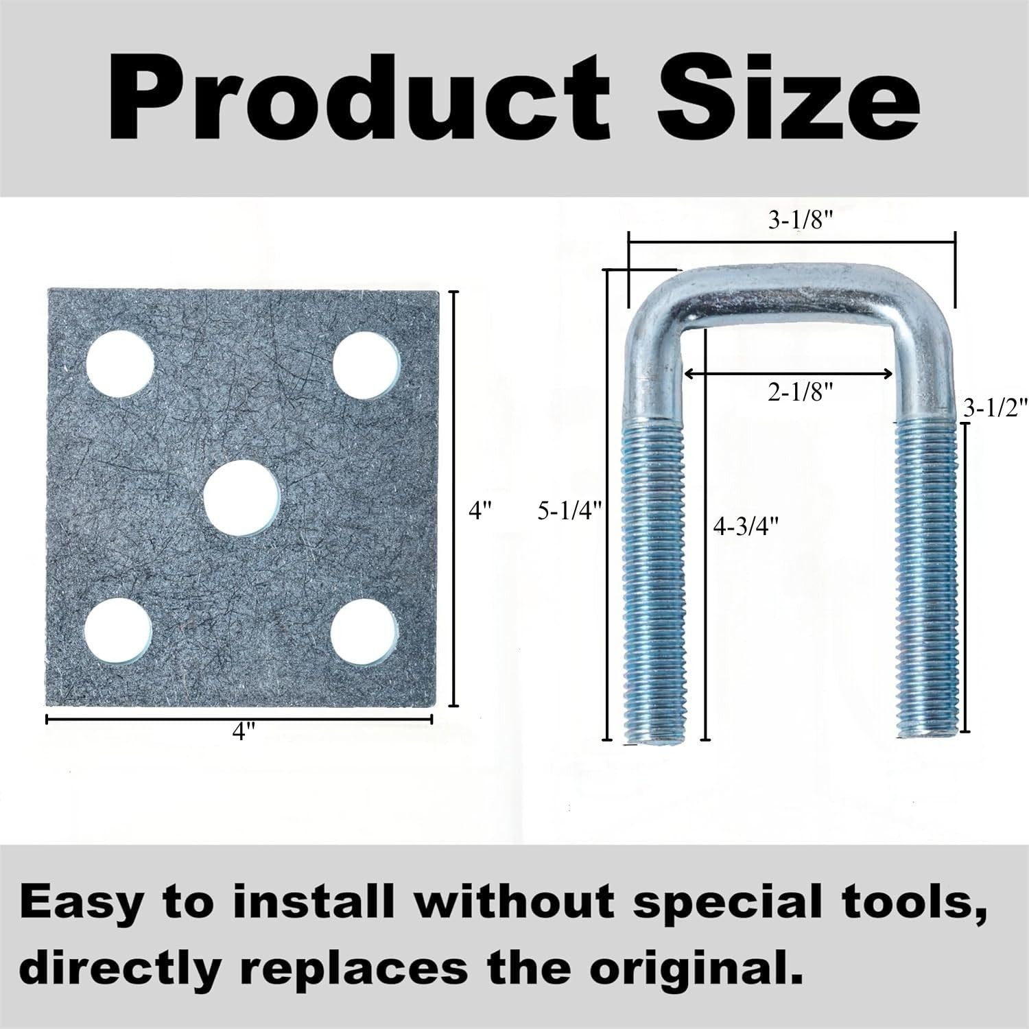 YMDGGDCH 2 Pack Heavy-Duty Square U-Bolt Kit for 2x2 Square
