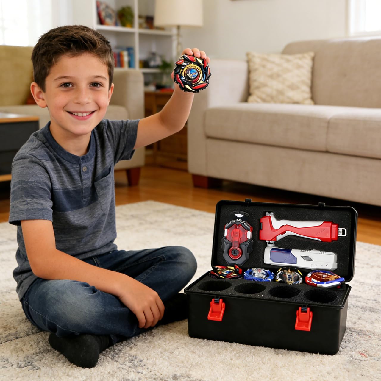 Gyro Organizer Aufbewahrungsbox mit Griff leichter Kunststoff Battling Top Aufbewahrungskoffer für Separates Fächer-Design schützt Zubehör tragbare Spielzeugbox für Reisen und