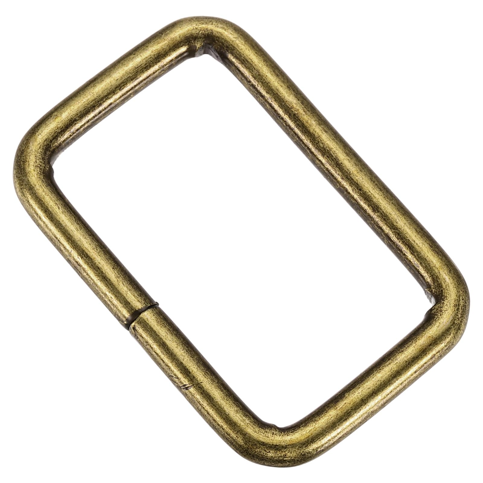 sourcing map 30 Pcs Metal Rectangle Ring, 2 x 3/4" Rectangle Buckle Ring Webbing Belts Buckle Metal Rings for Bag Belt Keychains DIY Loop Purse Making, Bronze