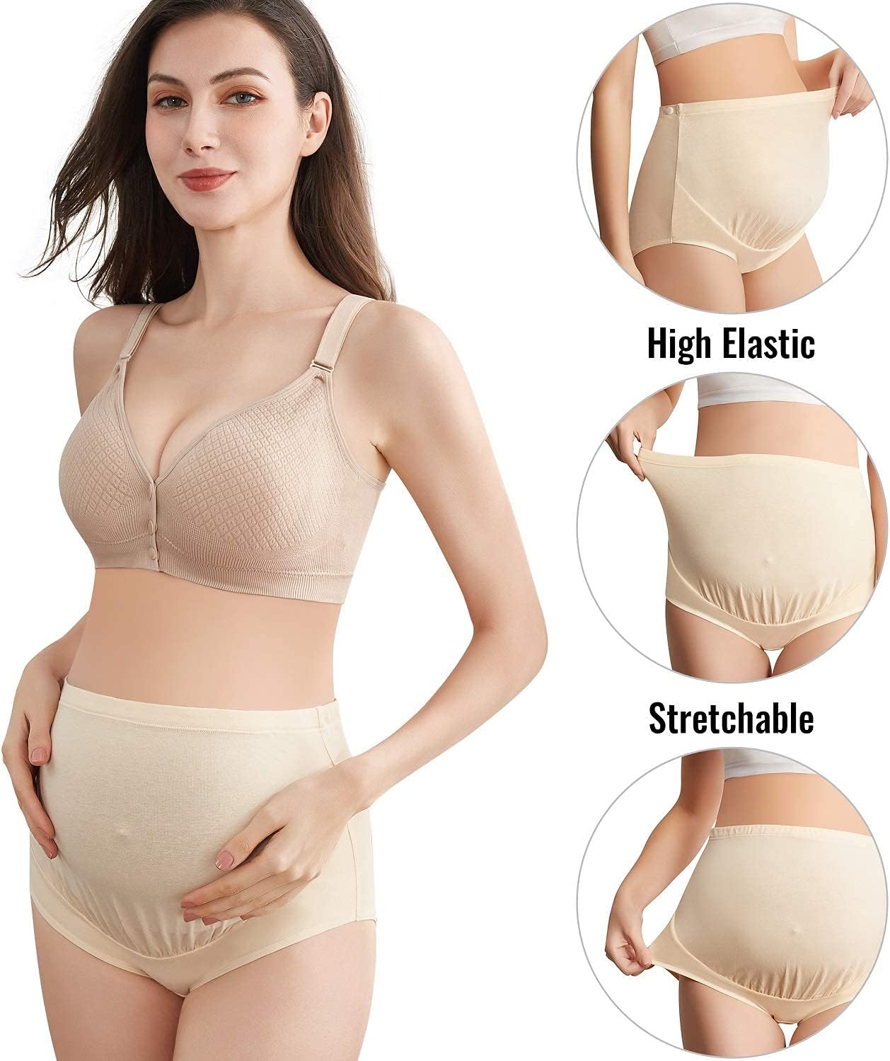 Mama Cotton Women's Over The Bump Maternity Panties High Waist Full Coverage Pregnancy Underwear Multi-Pack (S-4XL) - Image 5