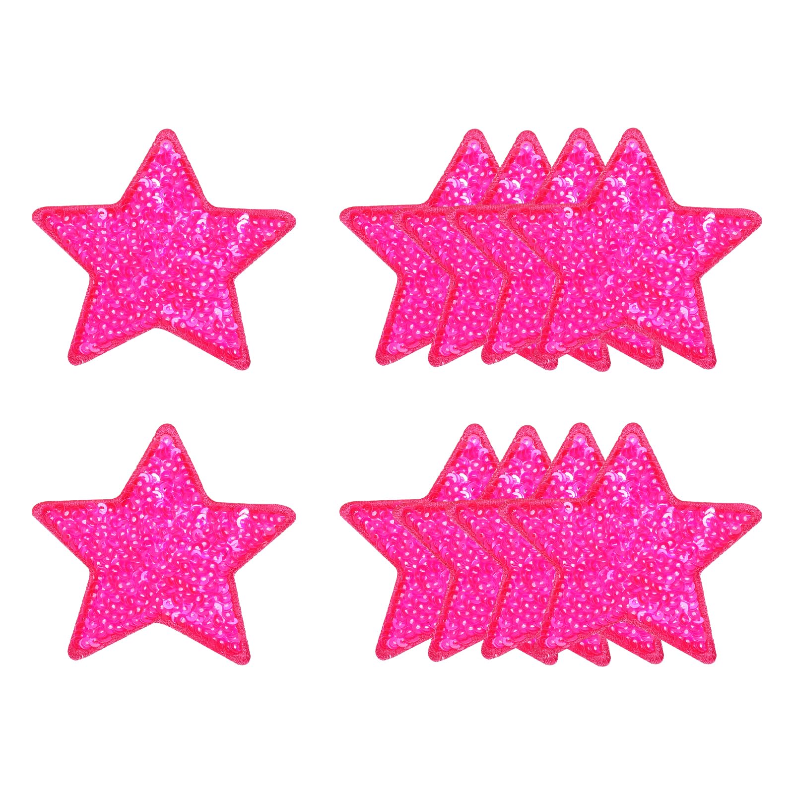 sourcing map 10 Pcs Sequin Star Iron on Patches, 2.6 x 2.4 Inch Embroidery Sequin Patches for Clothing Repair Backpack Shoes Decoration, Rose Red