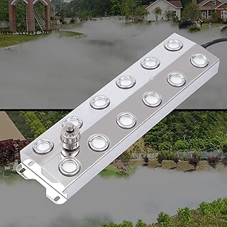 DENEST Mist Maker 6/12 Head Ultrasonic Fogger 11.02LBS/H with Buoy Halloween Mist Maker Fogger, Mist Machine Ultrasonic Nebuliser Fog Machine for Water Fountain Pond (12-head Mist Maker)