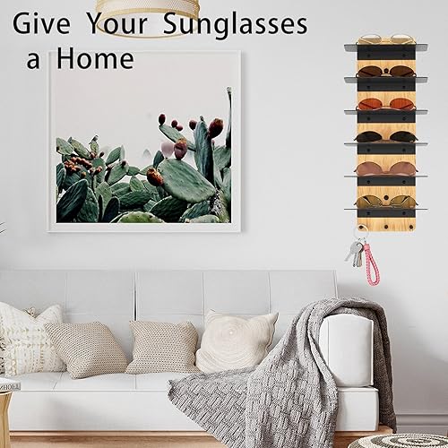 Miniatura 10 de XEENEW Organizador de almacenamiento de lentes de sol, soporte para lentes de sol, estante de exhibición montado en la pared, soporte para gafas de