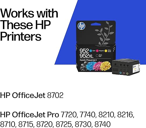 Miniatura 2 de HP Original 952 Cian, Magenta, Amarillo / 952XL Negro Cartuchos de tinta (paquete de 4) | Funciona con OfficeJet 8702 OfficeJet Pro 7700, 8210, 8700