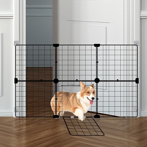 Miniatura 1 de Puerta de seguridad para mascotas montada libremente para mascotas, diseño fácil de instalar con construcción de acero duradera, se adapta a