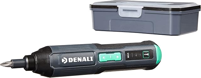 Amazon Brand Denali by SKIL Rechargeable 3.6 V (4 V Max) Cordless Stick Screwdriver with 34-Piece Bit Set, Carrying Case and USB Cable