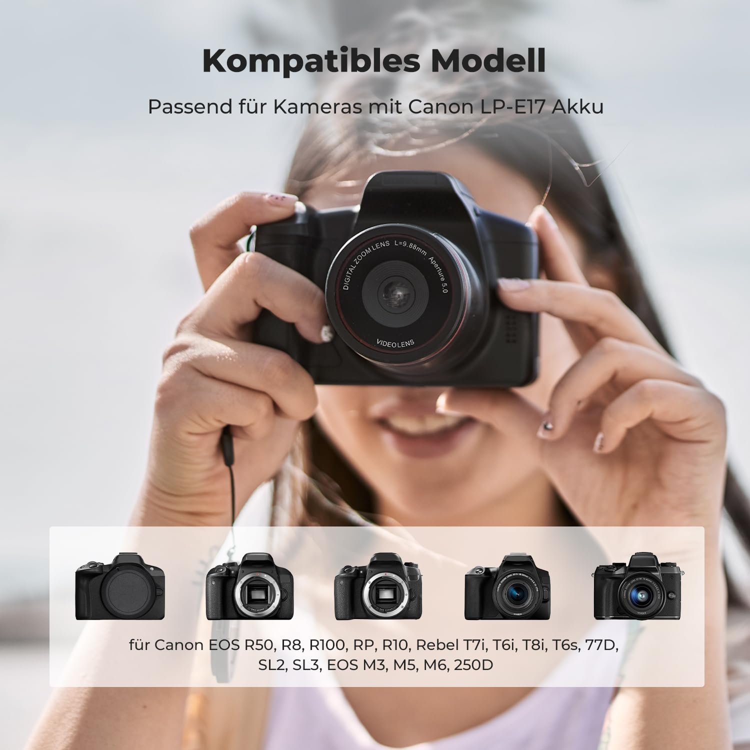 K&F CONCEPT LP-E17 Kameraakkus Ladegerät 1250mAh,Batterie Ladeset für Canon EOS RP,Rebel T8i,T7i,T6i,T6s,SL2,SL3,EOS M3,M5,M6 Mark II,77D,200D,750D,760D,800D Powershot V1