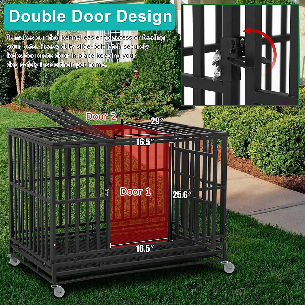 Dkeli Heavy Duty Dog Crate 48 Inch Strong Metal Dog Kennel and Crate