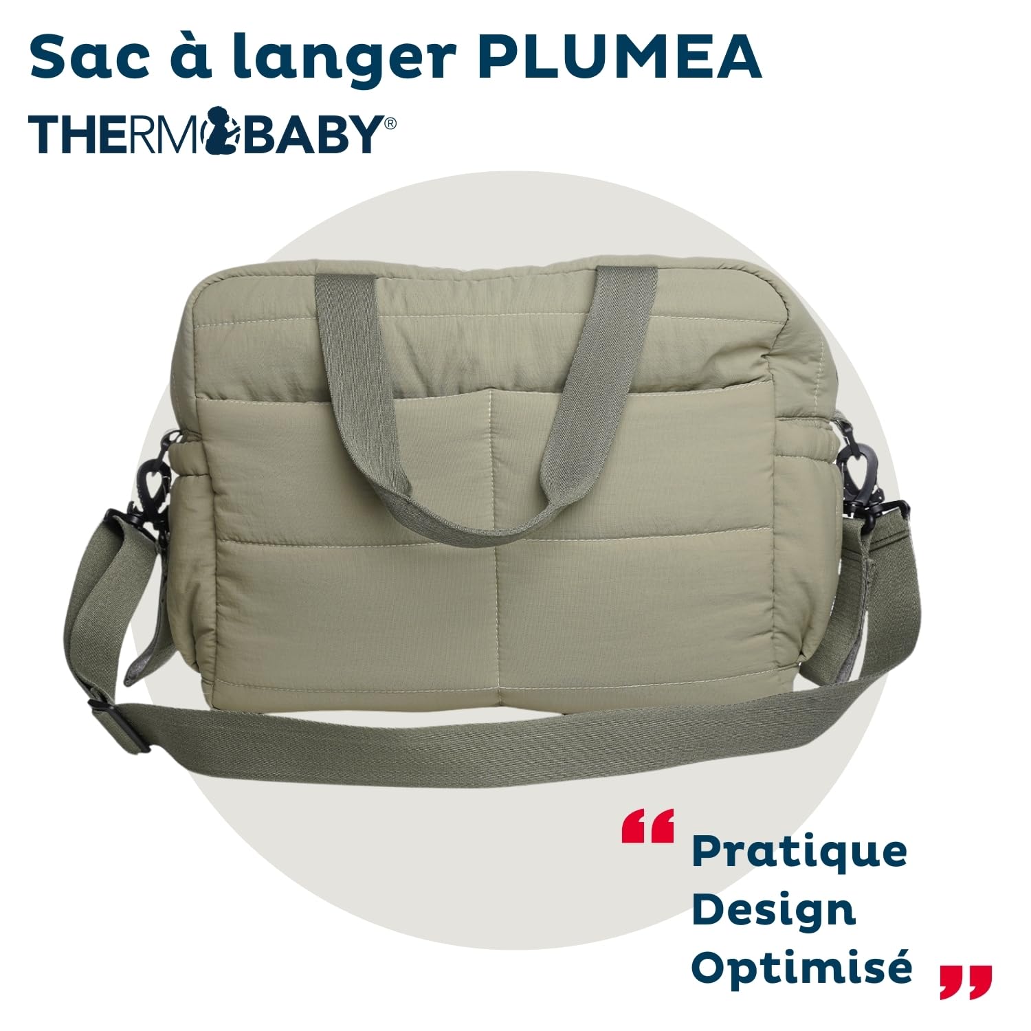 Thermobaby - Sac à langer Matelassé PLUMEA - Sac Maman et Bébé - Matelas à langer Inclus pour Bébé Garçon et Fille - Maternité - Pratique pour les sorties - Vert Cactus