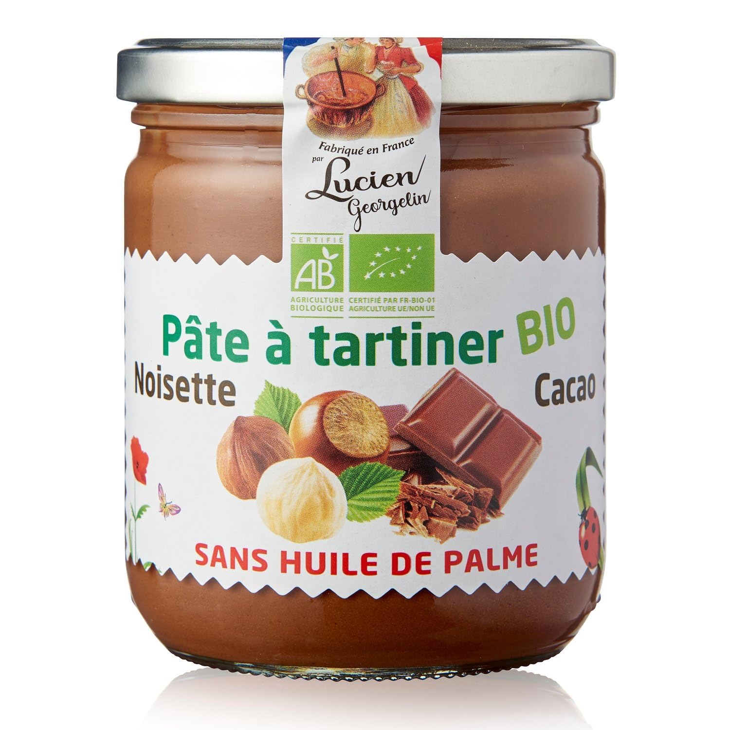 Un petit déjeuner gourmand et responsable avec la pâte à tartiner bio noisette cacao LUCIEN GEORGELIN, sans huile de palme, bocal de 400g - Lot de 3